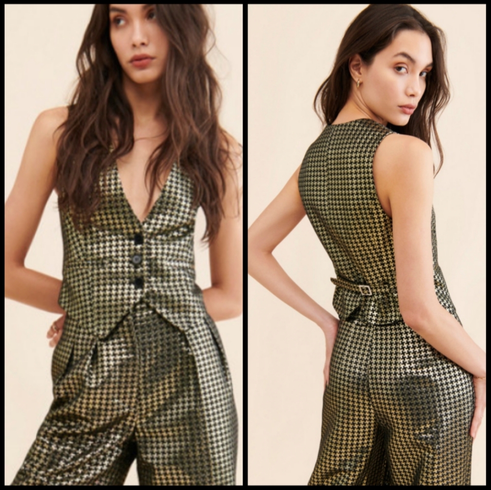 Ronny Kobo Carrine Metallic Foxy Vest